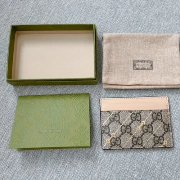 GUCCI. GG Supreme Coated Canvas Leather Horsebit Card Holder. - Picture 11 of 16